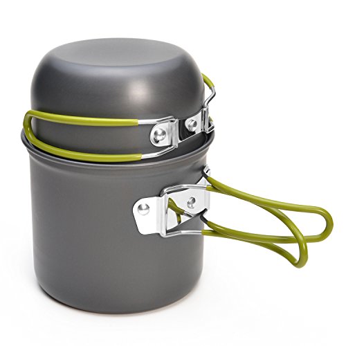 11-teiliges Camping Kochset – ODOLAND Topfset, inkl. Besteck Kocher Tankhalterung, Ultraleicht, Isolierende Griffe, Antihaft – Outdoor Picknick - 8