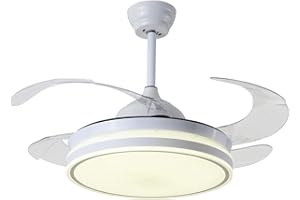 BEL AIR HOME - Ventilatore da soffitto ASGARD con motore DC e telecomando - Luce LED 36W regolabile (3000K, 4000K, 6500K) - Pale pieghevoli silenziose - Bianco, Metallo
