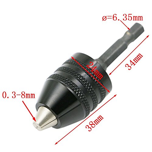 0,3–8 mm 1/10,2 cm Schnellspannbohrfutter Schraubendreher Auswirkungen Treiber Adapter Hex Schaft Bohrer Mahlwerk Quick Change Adapter konvertieren – Schwarz - 2