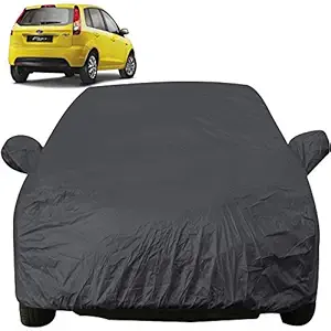 Autofact Car Body Cover Compatible for Ford Figo Old Model (2008 to 2014) (Mirror Pockets, Triple Stitched, Bottom Fully Elastic, Dark Grey)