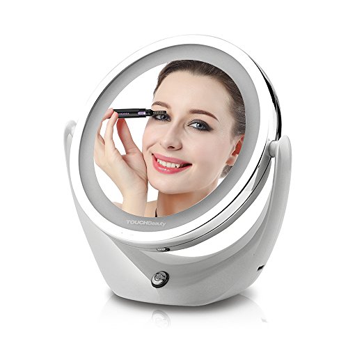 TOUCHBeauty TB-1276 Aufladbarer Kosmetikspiegel 1 X / 5 X Vergrößerung mit LED Beleuchtung Rasier- & Make Up-Spiegel Doppelseitiger 360° Drehbar