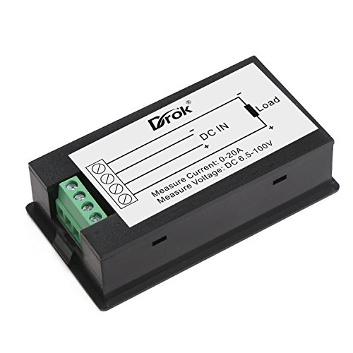 DROK® Digital-Multimeter DC 6.5-100V 20A Spannung Stromstärke Leistung-Energie-Messinstrument DC Volt Amp Testing Messgerät Monitor LCD Digital Display mit blauer Hintergrundbeleuchtung Mess Volt Strom mit eingebautem Shunt - 6