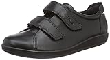 Weiches Leder Ecco ECCO SOFT 2.0, Damen Derby Klettverschluss, Schwarz (BLACK WITH BLACK SOLE56723), 42 EU