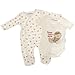 Baby Unisex Mr Ted Bear Design 3 Piece Set, Sleepsuit, Bodysuit & Bib (0-3 Months) (Cream)