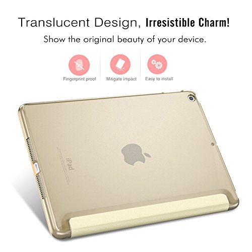 MoKo Hülle für Neu iPad 9.7 Zoll 2017 – PU Leder Tasche Schutzhülle Schale Smart Case mit Translucent Rücken Deckel, mit Auto Schlaf / Wach Funktion und Stanfunktion für New Apple iPad 9.7″ IOS 10 Retina Display Tablet, Champagner Gold - 4