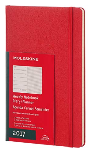 Moleskine 2017 Large Agenda Settimanale con Spazio per Note, 12 Mesi, Copertina Rigida, Rosso