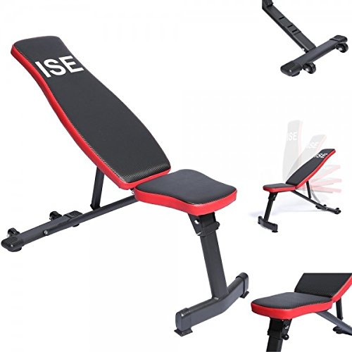 ISE Compacto Plegable Banco de Musculación Ajustable Inclinación,Banco de Entrenamiento,Respaldo y Asiento Regulable