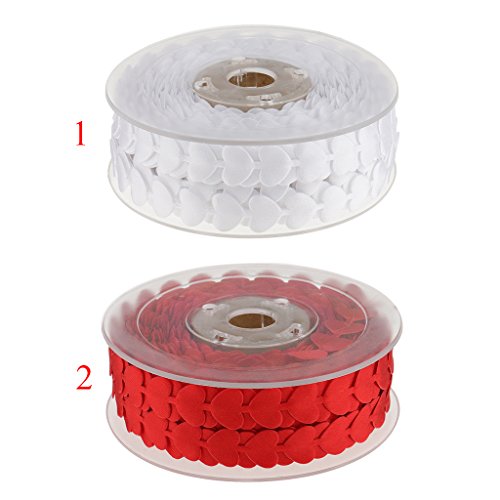 MagiDeal 20 Meter Herz geformte Spitzenband Geschenkband Dekoband Selbstklebend Lace Deko Hochzeit Weihnachten DIY Dekoration – Weiß, 20 Meters x 15mm - 8