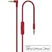 Produktbild Ersatz Rot Audio AUX Kabel Verlängerungskabel für Beats by Dr Dre / Monster Kopfhörer mit Inline-Mikrofon Studio | Solo | Wireless | Pro | Mixr - Lautstärkeregler, und Anrufannahme iPhone - 3,5mm 1.4m