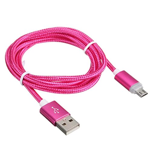 HARRYSTORE 1M Länge LED Licht Micro USB Ladegerät Kabel Daten Ladekabel für Android Samsung Galaxy s7 Edge (Hot Pink) - 2