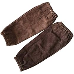 Manches de protection de bras de soudeur professionnel, manchons à souder, manchons en cuir de vachette fendue 40cm 16", conformité CE de cousu soudeur anti-feu (marron)