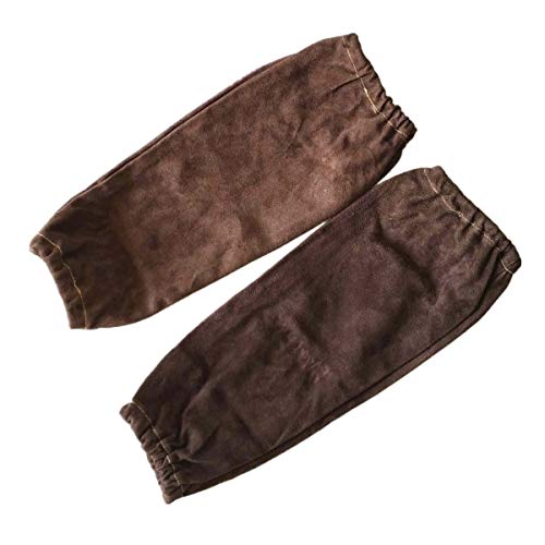 Manches de protection de bras de soudeur professionnel, manchons à souder, manchons en cuir de vachette fendue 40cm 16", conformité CE de cousu soudeur anti-feu (marron)