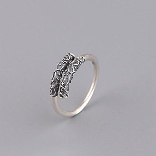 Ring Couple S925 Sterling Silver Monkey King Bar Open Tail Ring Adjustable Silver