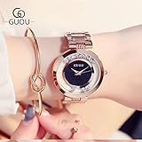  SUIYOUYU Relojes de Pulsera GUOU para Mujer con Ruedas Reloj de Diamantes de imitación Reloj de Cuarzo Reloj de Moda señoras cinturón (Color : 3)