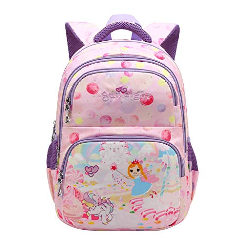 Zaino scuola unicorno, elementari leggero Zaino impermeabile Dolce Borsa colorata ragazze(Rosa Viola)