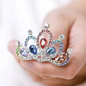Aukmla Flower Girl Headpiece Wedding Hair Comb Bridal Tiara Combs Crown Birthday Gift for Girls crown-0003 (Multi-colored)
