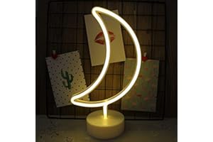 NIWWIN Enseigne lumineuse au néon LED décoration murale veilleuse USB/néon à piles pour noël anniversaire cadeau fête enfants salon décoration de mariage (Lune)