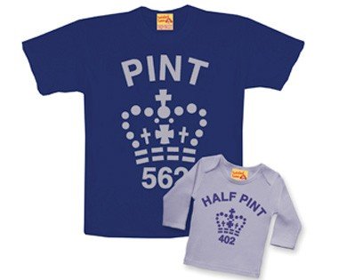 Father And Child Pint And Half Pint Matching Top Navy Blue & Grey (Father X Large (46") & Child 0-6 months)