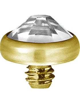 Karisma Micro Aufsatz Dermal Anchor Piercing Titan G23 PVD Gold Kristall Stein - Weiss.BG-TIADJN.4mm