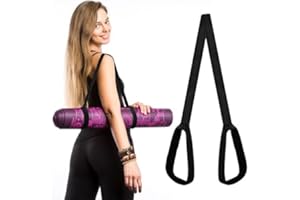 PTJJXA 2 Pezzi Cinghia Tappetino Yoga, Tracolla Tappetino Yoga Regolabile, Stuoia Vettore Yoga Strap, Tappetino Yoga con Cinghia da Trasporto per Pilates, Esercizi, Tappetino Esercizi Sport (Nero)