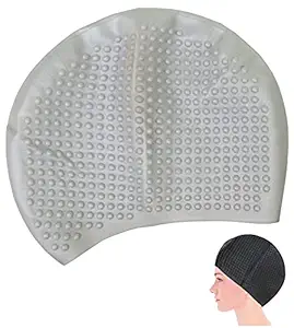 Toyshine Bubble Design Silicone Long Hair Swim Caps Comfortable Durable Silicone Swimming Caps for Women Men Adults Kids(Pack of 2),Color May Vary SSTP