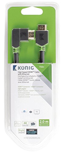 König KNV34260E20 Hochgeschwindigkeits-HDMI-Kabel mit Ethernet, nach rechts abgewinkelt, 2 m grau - 4