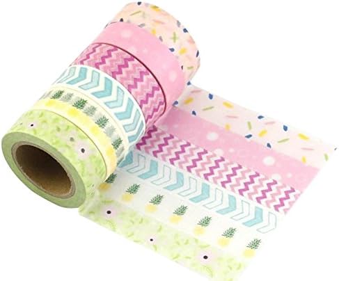 RSPrime Colorful Washi Tape Set Packing Art Craft Tape Gummed Paper Tape Self Adhesive Tape Crafting Tapes Sticky Roll Masking Tape for Kids,Students DIY Sticker Tape,Scrapbook
