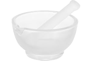 VILLCASE Tazón de mortero y mortero de Vidrio, Mezclador y para Medicina, Herramientas de molienda para Laboratorio de Farmacia o Ciencia, tazón de Pulido de Cocina
