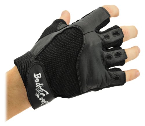 Pro Leder Bodybuilding Trainings- und Fitness schwarz - "Elegant Snake" Handschuhe inkl. Kettverschlüssen