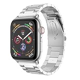BZLine Armband | Luxus Rostfreier Stahl Uhrenarmband | Für Apple Watch Series 4 40mm/44mm | Raffiniertes Doppelfaltschließe Design | Bandlänge: 5,71-8,07 Zoll | Schwarz, Gold, Roségold, Silber