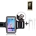 Produktbild K-S-Trade TOP Set für Sony Xperia L2 Dual-SIM Neopren Jogging Armband Sportarmband Oberarmband für Sony Xperia L2 Dual-SIM schwarz mit Reflektor Streifen + Ohrstöpsel. Fitness Lauf Armband