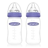 Lansinoh 75890 Weithalsflasche mit NaturalWave Sauger Gr. M, 2 Stück, 240 ml