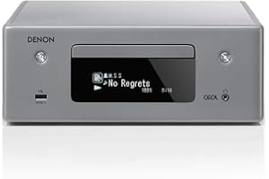 Denon RCD-N10 Chaîne compacte HiFi Amplificateur CD Radio Internet Streaming Musique HEOS Multiroom Bluetooth & WiFi Compatible AirPlay 2 Alexa 2 Optique Entrée TV sans Haut-Parleur Gris