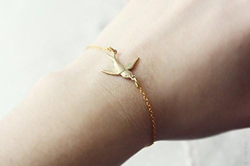 xiaoaosnxiaoaosn Gold Flying Bird Bracelet, Bird Bangle, Flying Bird Jewelry, Gold Bird Jewelry, Bird Charm