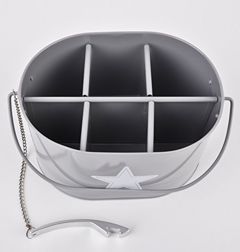 Flaschenhalter mit Öffner Deko Stern Design Metall 13x24x17cm Trendy (Grau) - 2