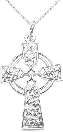 925 Solid Sterling Silver Celtic Cross Star Pendant with Sterling Silver Chain - An Ancient Symbol of Love - Gift Boxed