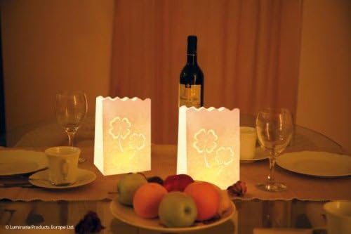 Luminaria 8540100 Deco light Lucky Clover  small, set of 10, Cardboard/Paper/Cellulose, 11 x 16 x 9 cm, White