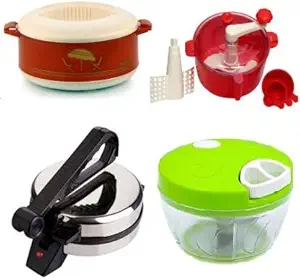OTC Combo OF Roti Maker with Casserole & Dough Maker & Handy Chopper In This Pack