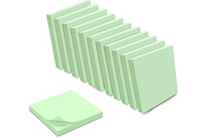 WAYTEX 1200 Notas adhesivas reposicionables color verde pastel 12 bloques de 100 hojas 75 x 75 mm