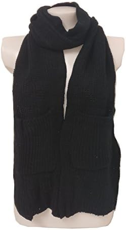 [UK SELLER] Plain with Pocket Two-sided Scarf Wraps Shawls for Winter SC0109 (SC0109Black)