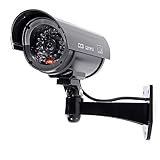 BW Outdoor Indoor Fake Dummy Imitation CCTV Security Camera W/ Blinking Flashing Light Bullet Shape black TW02
