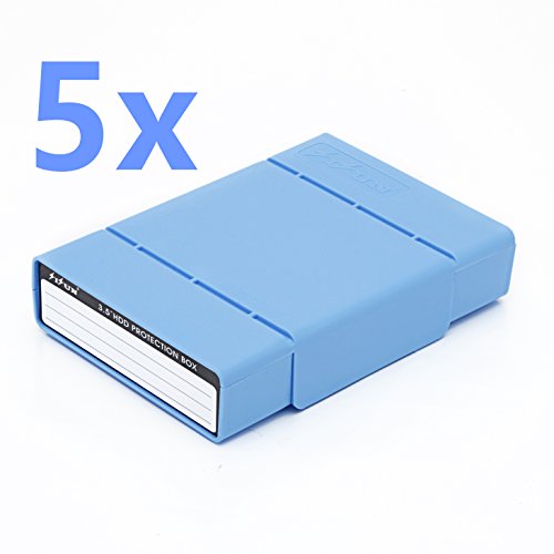 [5 Stück]SISUN® Festplattentasche Schutztasche Schutzbox 3,5" - Aufbewahrungstasche für 3,5 Zoll Festplatten , HDD Protection case (5x Blau)