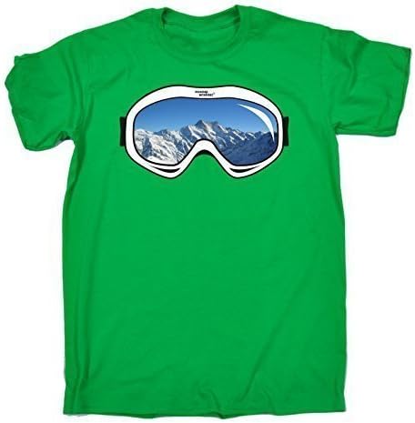 Fonfella Kids Boy's Girl's SKI GOGGLES DESIGN (S-Age-5-6 - KELLY GREEN) T SHIRT