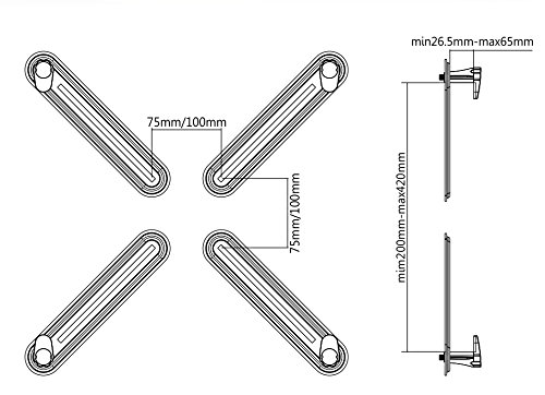 VESA-Adapter für LED und LCD Monitore ohne VESA-Bohrungen bis 27 Zoll für Monitorhalterungen mit VESA 75×75 100×100 HALTERUNGSPROFI OFFICE-VESAPLUS (1) - 2