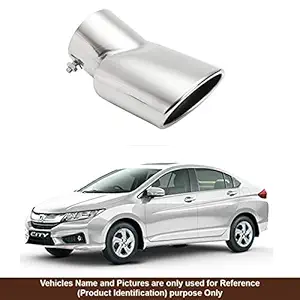 Oshotto Stainless Steel SS-009 Car Exhaust Muffler Silencer Cover Compatible with Honda City Idtech 2014 -2021 (Chrome)