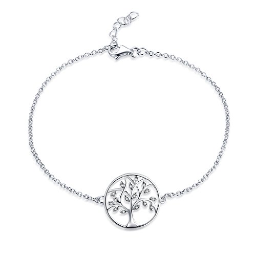 JO WISDOM Braccialetto Albero Della Vita Argento 925 Donna con AAA Zirconia Cubica April Birthstone