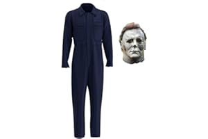 Jiumaocleu Disfraz de Michael Myers para cosplay, disfraz de Halloween Kills Michael Myers, conjunto de máscara de uniforme unisex de Halloween, traje de terror para adultos