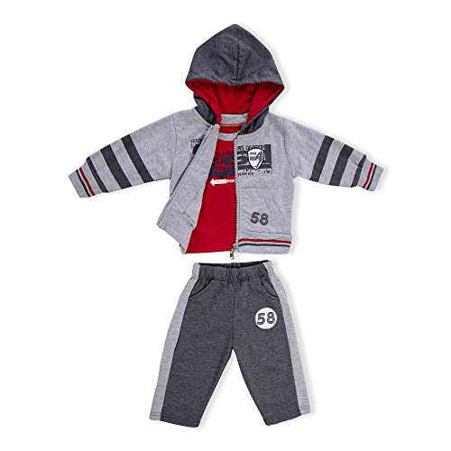 Bold N Elegant Winterwear Trio 3 Piece Baby boy Clothing Set Full Sleeve t-Shirt with Hood Jacket N Matching Pants for 0-2 Year Kids (Grey-Red, 6-12 Months) RS.999 (86.00% Off) - Amazon
