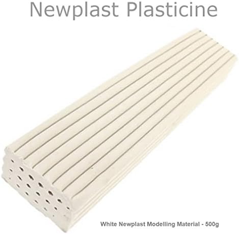 White Newplast Plasticine Modelling Clay Non Toxic Moulding Material Animators Choice Non Hardening Bar (5 Blocks - 2.5KG)