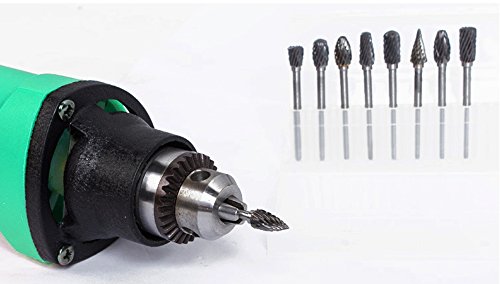 sunreek 10 1/20,3 cm Wolfram Hartmetall-Frässtifte, Double Cut Rotary Grat 3 mm Schaft für Dremel Rotary Werkzeuge Fräser Gravur Bits - 6